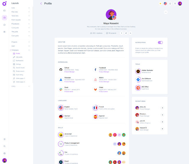 Tairo demo screenshot lightmode