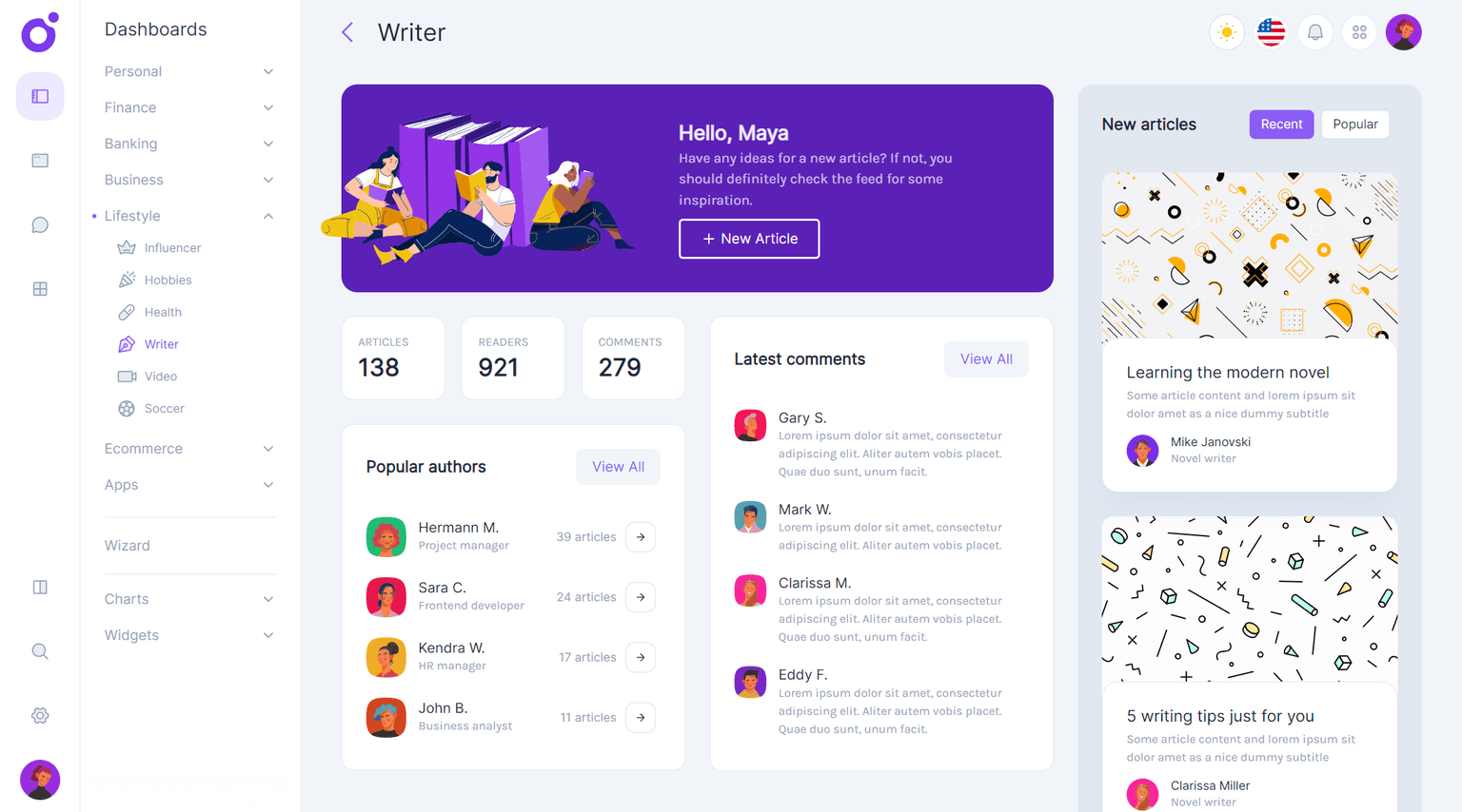Tairo - Writer dashboard